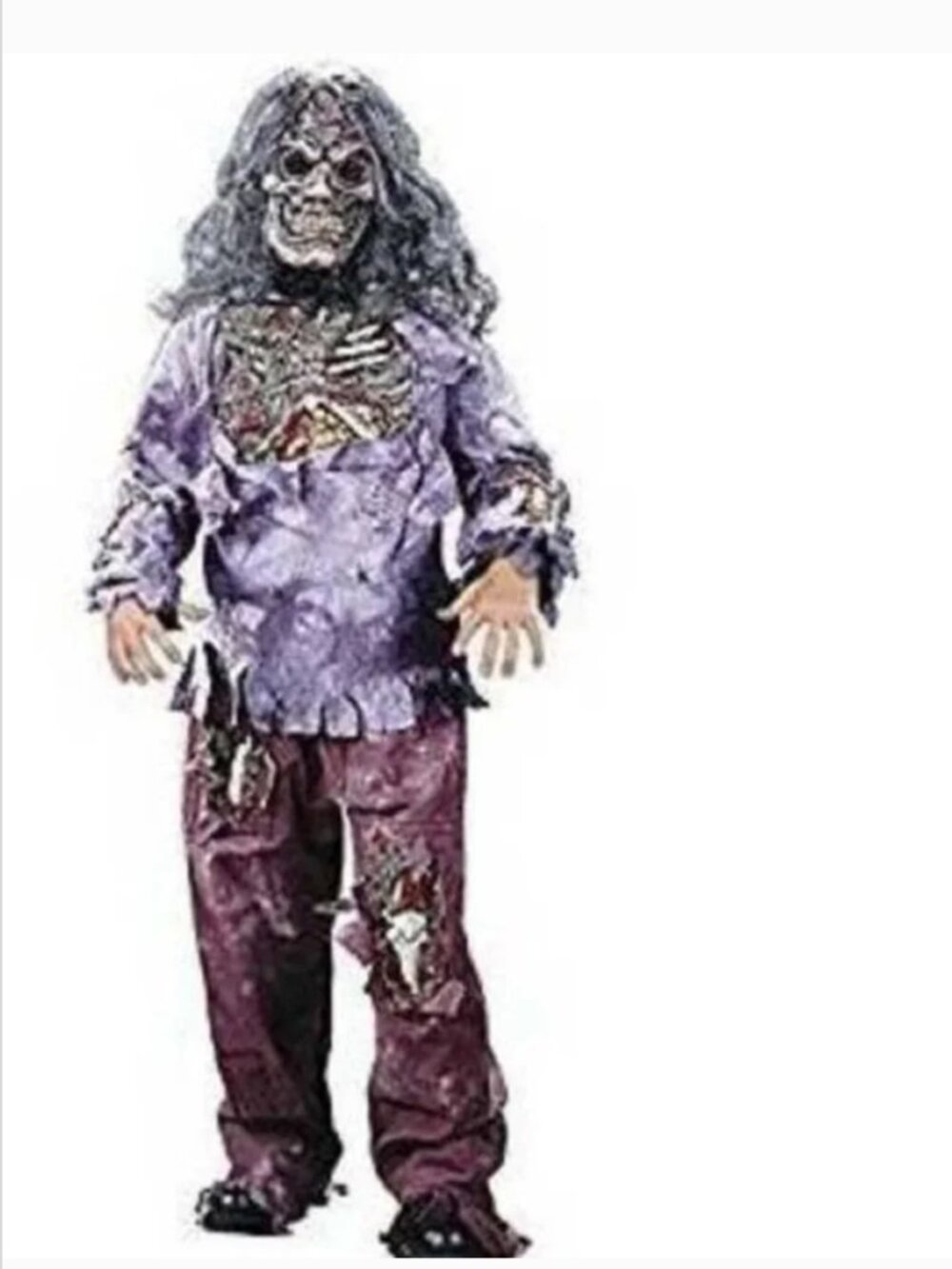 Complete Zombie Halloween Costume 8/10 Scary 3 Pc Shirt Pants Mask 3-D Boys